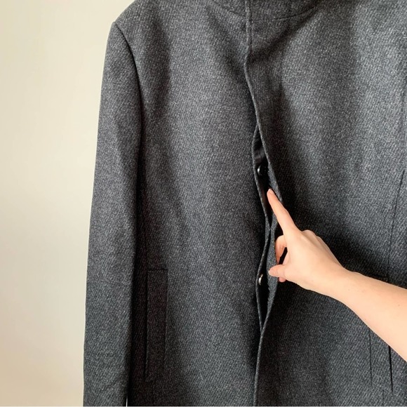 Ted Baker Margate Funnel Neck Coat Wool Blend w/ Removable Inset Bib in Charcoal - Picture 9 of 16
